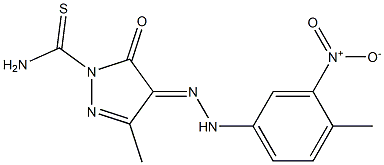 3-methyl-4-[(E)-2-(4-methyl-3-nitrophenyl)hydrazono]-5-oxo-4,5-dihydro-1H-pyrazole-1-carbothioamide Struktur