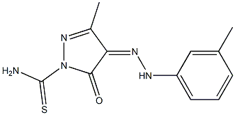 3-methyl-4-[(Z)-2-(3-methylphenyl)hydrazono]-5-oxo-1H-pyrazole-1(5H)-carbothioamide Struktur