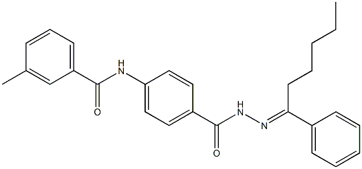 3-methyl-N-[4-({2-[(E)-1-phenylhexylidene]hydrazino}carbonyl)phenyl]benzamide Struktur