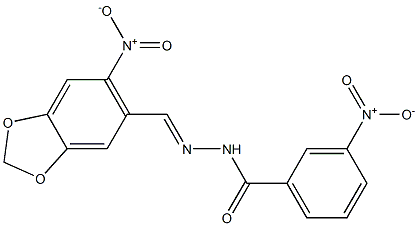 3-nitro-N'-[(E)-(6-nitro-1,3-benzodioxol-5-yl)methylidene]benzohydrazide Struktur