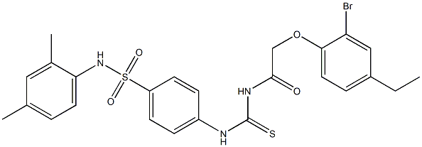 4-[({[2-(2-bromo-4-ethylphenoxy)acetyl]amino}carbothioyl)amino]-N-(2,4-dimethylphenyl)benzenesulfonamide Struktur