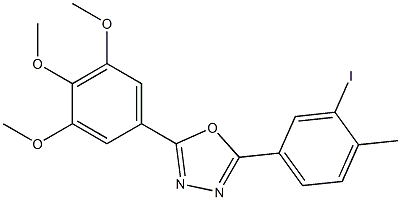 2-(3-iodo-4-methylphenyl)-5-(3,4,5-trimethoxyphenyl)-1,3,4-oxadiazole Struktur