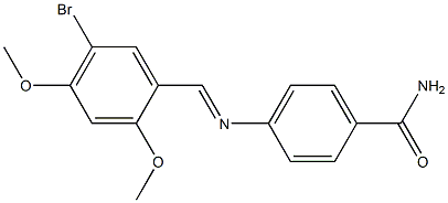 4-{[(E)-(5-bromo-2,4-dimethoxyphenyl)methylidene]amino}benzamide Struktur