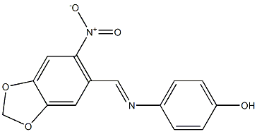 4-{[(E)-(6-nitro-1,3-benzodioxol-5-yl)methylidene]amino}phenol Struktur