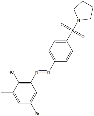 4-bromo-2-methyl-6-{(E)-2-[4-(1-pyrrolidinylsulfonyl)phenyl]diazenyl}phenol Struktur