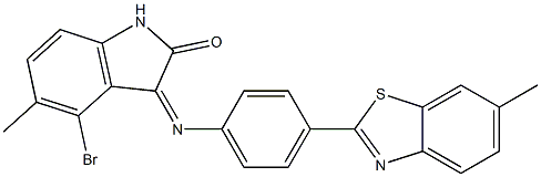 4-bromo-5-methyl-3-{[4-(6-methyl-1,3-benzothiazol-2-yl)phenyl]imino}-1H-indol-2-one Struktur