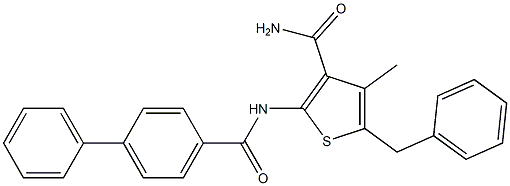 5-benzyl-2-[([1,1'-biphenyl]-4-ylcarbonyl)amino]-4-methyl-3-thiophenecarboxamide Struktur