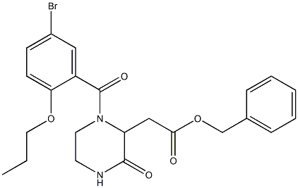 benzyl 2-[1-(5-bromo-2-propoxybenzoyl)-3-oxo-2-piperazinyl]acetate Struktur