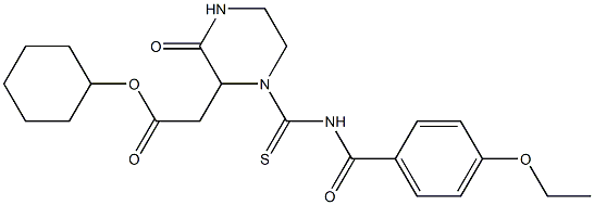 cyclohexyl 2-(1-{[(4-ethoxybenzoyl)amino]carbothioyl}-3-oxo-2-piperazinyl)acetate Struktur