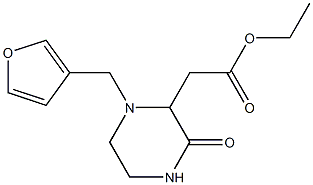 ethyl 2-[1-(3-furylmethyl)-3-oxo-2-piperazinyl]acetate Struktur