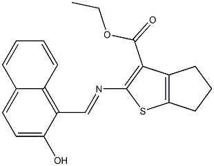 ethyl 2-{[(E)-(2-hydroxy-1-naphthyl)methylidene]amino}-5,6-dihydro-4H-cyclopenta[b]thiophene-3-carboxylate Struktur