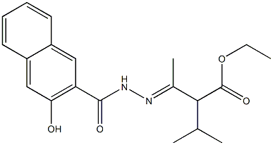 ethyl 3-[(E)-2-(3-hydroxy-2-naphthoyl)hydrazono]-2-isopropylbutanoate Struktur