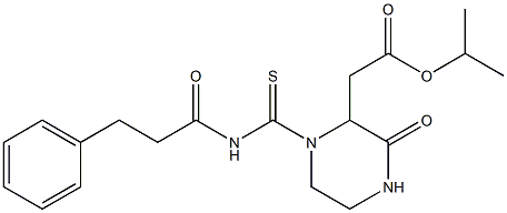 isopropyl 2-(3-oxo-1-{[(3-phenylpropanoyl)amino]carbothioyl}-2-piperazinyl)acetate Struktur