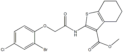 methyl 2-{[2-(2-bromo-4-chlorophenoxy)acetyl]amino}-4,5,6,7-tetrahydro-1-benzothiophene-3-carboxylate Struktur