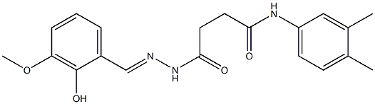 N-(3,4-dimethylphenyl)-4-{2-[(E)-(2-hydroxy-3-methoxyphenyl)methylidene]hydrazino}-4-oxobutanamide Struktur