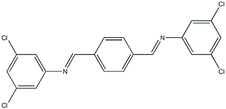 3,5-dichloro-N-[(E)-(4-{[(3,5-dichlorophenyl)imino]methyl}phenyl)methylidene]aniline Struktur