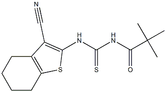 N-(3-cyano-4,5,6,7-tetrahydro-1-benzothiophen-2-yl)-N'-(2,2-dimethylpropanoyl)thiourea Struktur