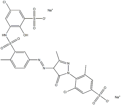 5-Chloro-3-[[[5-[[1-(2-chloro-6-methyl-4-sulfophenyl)-4,5-dihydro-3-methyl-5-oxo-1H-pyrazol-4-yl]azo]-2-methylphenyl]sulfonyl]amino]-2-hydroxybenzenesulfonic acid disodium salt Struktur