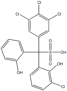 (3-Chloro-2-hydroxyphenyl)(3,4,5-trichlorophenyl)(2-hydroxyphenyl)methanesulfonic acid Struktur