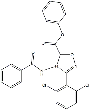 4,5-Dihydro-3-(2,6-dichlorophenyl)-4-(benzoylamino)-5-phenyl-1,2,4-oxadiazole-5-carboxylic acid Struktur