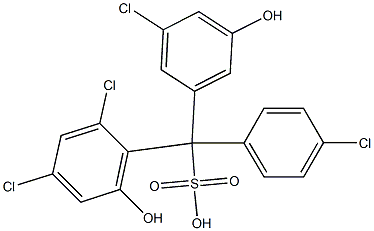 (4-Chlorophenyl)(3-chloro-5-hydroxyphenyl)(2,4-dichloro-6-hydroxyphenyl)methanesulfonic acid Struktur