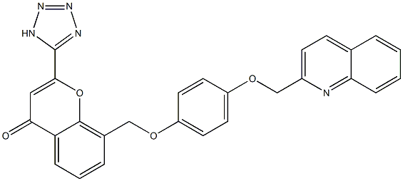 8-[[4-[(2-Quinolinyl)methoxy]phenoxy]methyl]-2-(1H-tetrazol-5-yl)-4H-1-benzopyran-4-one Struktur