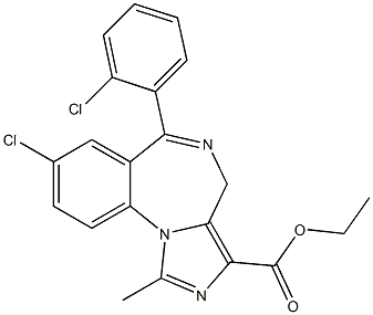 1-Methyl-6-(2-chlorophenyl)-8-chloro-4H-imidazo[1,5-a][1,4]benzodiazepine-3-carboxylic acid ethyl ester Struktur