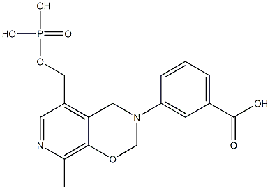 3-[[8-Methyl-5-[(phosphonooxy)methyl]-3,4-dihydro-2H-pyrido[4,3-e]-1,3-oxazin]-3-yl]benzoic acid Struktur