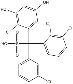 (3-Chlorophenyl)(2,3-dichlorophenyl)(2-chloro-3,5-dihydroxyphenyl)methanesulfonic acid Struktur