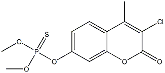 Thiophosphoric acid O-(3-chloro-4-methyl-2-oxo-2H-1-benzopyran-7-yl)O,O-dimethyl ester Struktur