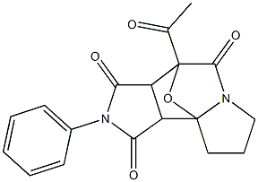 4-Acetyl-7,8-dihydro-2-phenyl-8bH-4,8a-epoxy-6H-2,5a-diaza-as-indacene-1,3,5(2H,3aH,4H)-trione Struktur