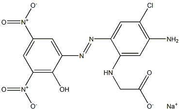 [5-Amino-4-chloro-2-[(2-hydroxy-3,5-dinitrophenyl)azo]phenyl]aminoacetic acid sodium salt Struktur