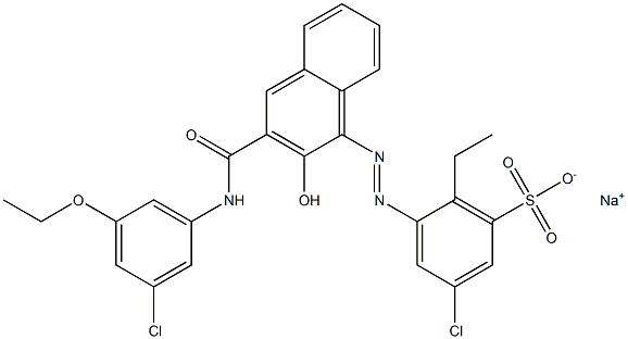 3-Chloro-6-ethyl-5-[[3-[[(3-chloro-5-ethoxyphenyl)amino]carbonyl]-2-hydroxy-1-naphtyl]azo]benzenesulfonic acid sodium salt Struktur