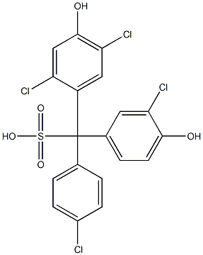 (4-Chlorophenyl)(3-chloro-4-hydroxyphenyl)(2,5-dichloro-4-hydroxyphenyl)methanesulfonic acid Struktur