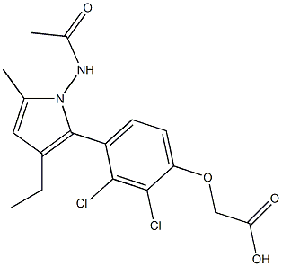 [4-[3-Ethyl-5-methyl-1-(acetylamino)-1H-pyrrol-2-yl]-2,3-dichlorophenoxy]acetic acid Struktur