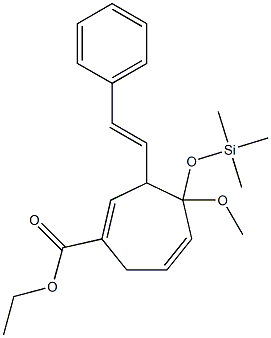 4-Methoxy-4-(trimethylsilyloxy)-3-(2-phenylethenyl)-1,5-cycloheptadiene-1-carboxylic acid ethyl ester Struktur