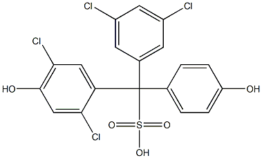 (3,5-Dichlorophenyl)(2,5-dichloro-4-hydroxyphenyl)(4-hydroxyphenyl)methanesulfonic acid Struktur