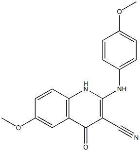 1,4-Dihydro-6-methoxy-2-(4-methoxyphenylamino)-4-oxoquinoline-3-carbonitrile Struktur