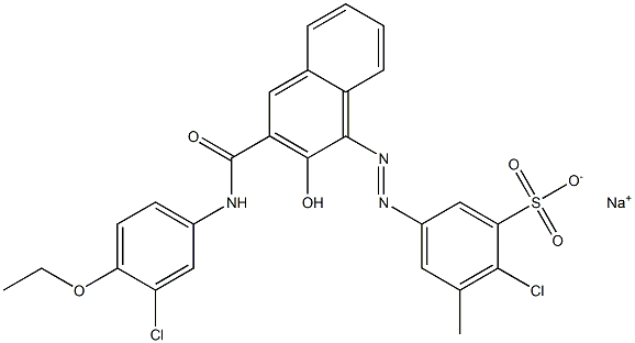 2-Chloro-3-methyl-5-[[3-[[(3-chloro-4-ethoxyphenyl)amino]carbonyl]-2-hydroxy-1-naphtyl]azo]benzenesulfonic acid sodium salt Struktur