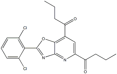 2-(2,6-Dichlorophenyl)-5,7-dibutanoyloxazolo[4,5-b]pyridine Struktur