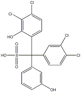 (3,4-Dichlorophenyl)(3,4-dichloro-2-hydroxyphenyl)(3-hydroxyphenyl)methanesulfonic acid Struktur