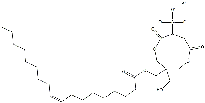 1-[[[(9Z)-1-Oxo-9-octadecenyl]oxy]methyl]-1-(hydroxymethyl)-4,7-dioxo-3,8-dioxacyclononane-6-sulfonic acid potassium salt Struktur