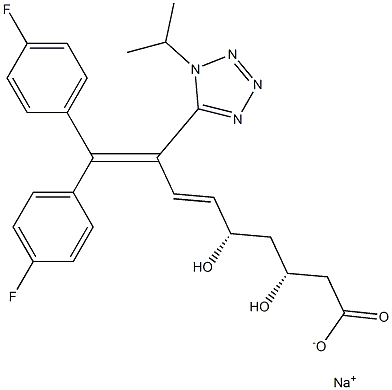 (3R,5S,6E)-9,9-Bis(4-fluorophenyl)-3,5-dihydroxy-8-[1-isopropyl-1H-tetrazol-5-yl]-6,8-nonadienoic acid sodium salt Struktur