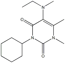 3-Cyclohexyl-1,6-dimethyl-5-(N-ethyl-N-methylamino)uracil Struktur