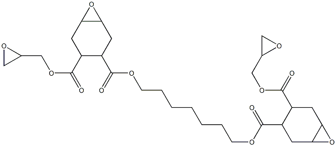 Bis[2-(glycidyloxycarbonyl)-4,5-epoxy-1-cyclohexanecarboxylic acid]1,7-heptanediyl ester Struktur