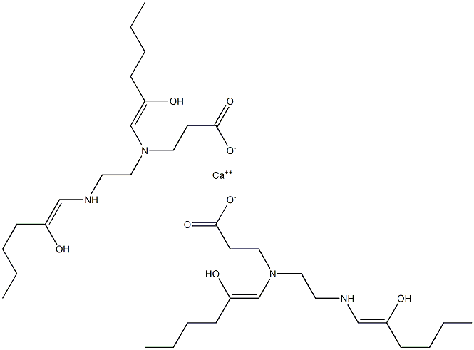 Bis[3-[N-(2-hydroxy-1-hexenyl)-N-[2-(2-hydroxy-1-hexenylamino)ethyl]amino]propionic acid]calcium salt Struktur