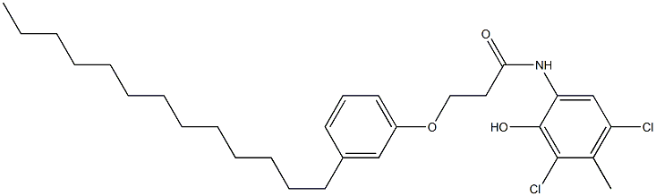 2-[3-(3-Tridecylphenoxy)propanoylamino]-4,6-dichloro-5-methylphenol Struktur