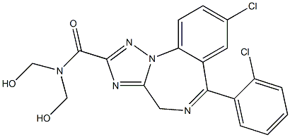 2-Bis(hydroxymethyl)carbamoyl-8-chloro-6-(2-chlorophenyl)-4H-[1,2,4]triazolo[1,5-a][1,4]benzodiazepine Struktur