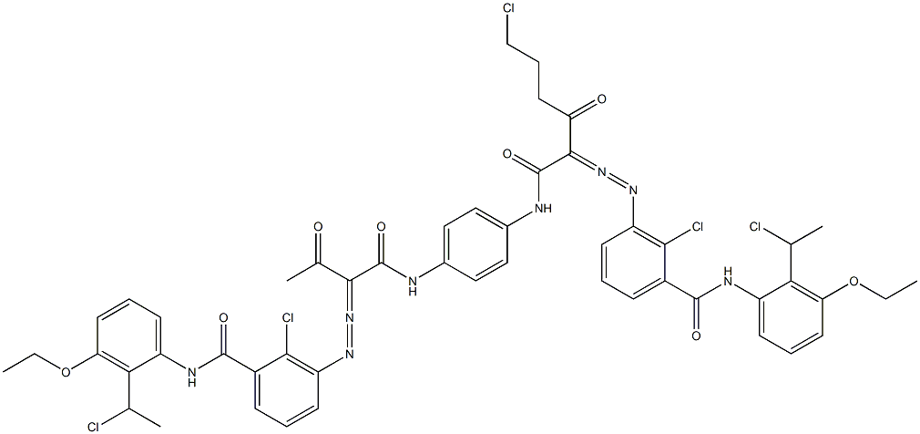 3,3'-[2-(2-Chloroethyl)-1,4-phenylenebis[iminocarbonyl(acetylmethylene)azo]]bis[N-[2-(1-chloroethyl)-3-ethoxyphenyl]-2-chlorobenzamide] Struktur