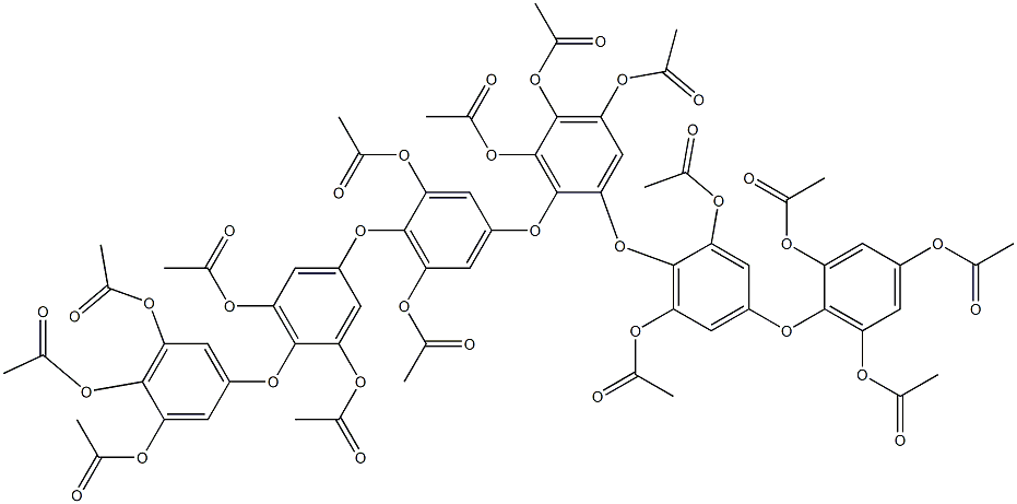 1-[4-(2,4,6-Triacetoxyphenoxy)-2,6-diacetoxyphenoxy]-2-[4-[4-(3,4,5-triacetoxyphenoxy)-3,5-diacetoxyphenoxy]-3,5-diacetoxyphenoxy]-3,4,5-triacetoxybenzene Struktur